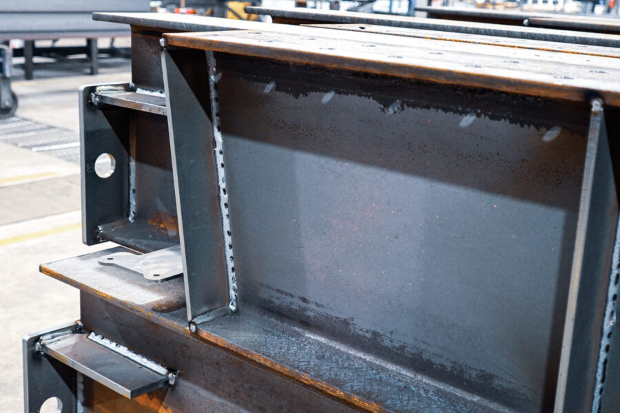 AGT Robotics BeamMaster system performing robotic welding on a structural steel beam