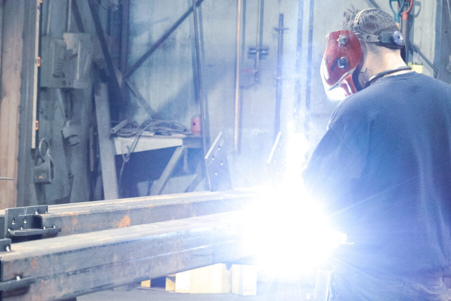 Welding on steel beam