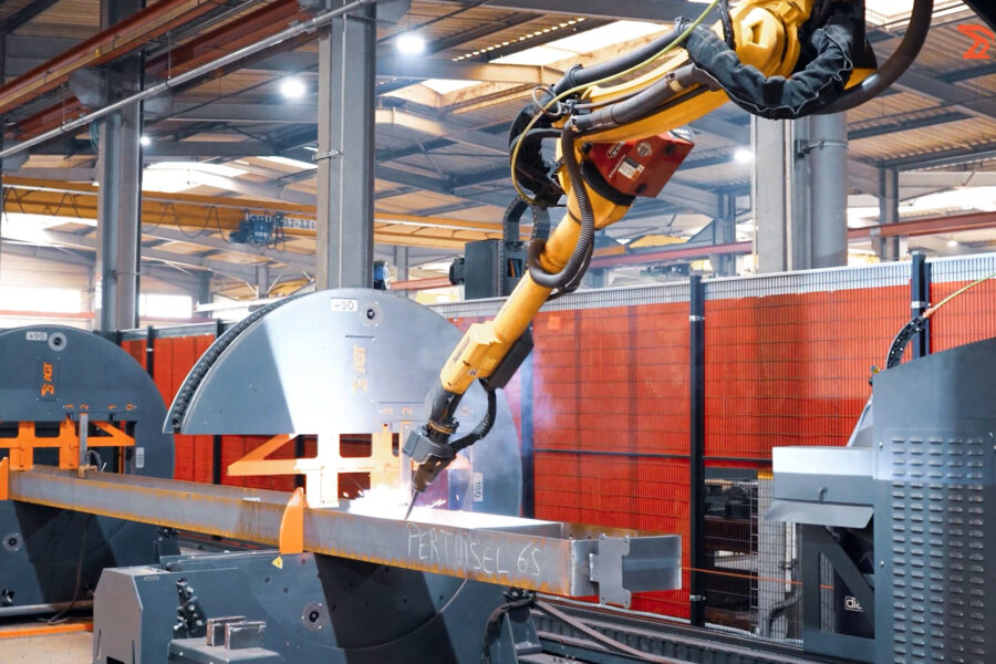 Robot Welding a Beam